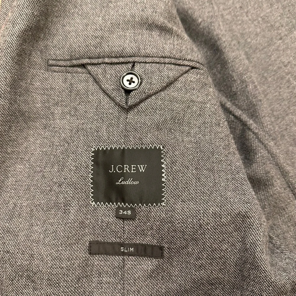 J.Crew Ludlow Blazer Mens 34S Slim‎ Gray Moon Worsted Wool Cotton Unstructured